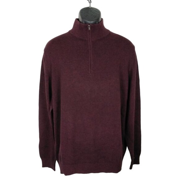 Goodfellow & Co Burgundy Mens 1/4-Zip Sweater Ribbed Cuffs & Hem Size L Casual - Picture 1 of 6